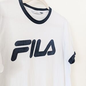 FILA White Graphic Print Tee Shirt